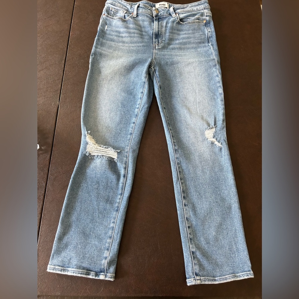 Paige Cindy Distressed Speak Easy Straight Jeans Size 31 - Picture 4 of 10